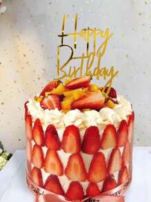 5 piezas/set decoración de pastel PMMA, decoración de letras modernas decoración superior de pastel para fiesta de cumpleaños - Dorado - Ver 2