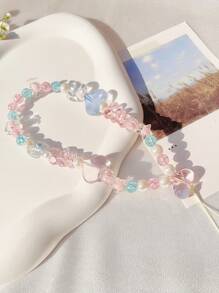1pc Heart Decor Beaded Phone Lanyard Gifts For Mother, Family, Friends, Birthday, Holiday Phone Charm, Phone Chain