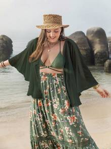 Rusttydustty Kimono con cordón delantero - Verde - Ver 3