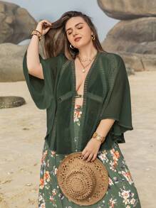 Rusttydustty Kimono con cordón delantero - Verde - Ver 5