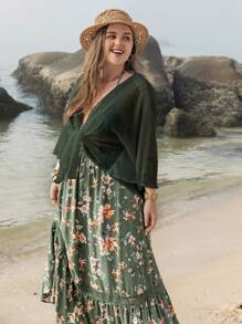 Rusttydustty Kimono con cordón delantero - Verde - Ver 6