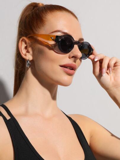 1入塑料女性時尚橢圓形度假太陽眼鏡