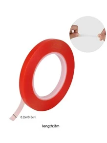 超強雙面透明膠帶-紅色|納米丙烯酸酯膠粘劑,可牆面免釘,防水且不痕跡固定 - 紅色 - 查看 2