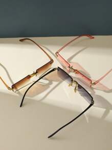 3雙女性無框方形波希米亞風太陽眼鏡，適用於戶外和日常裝飾，復古款太陽眼鏡，沙灘太陽眼鏡 - 彩色 - 查看 4