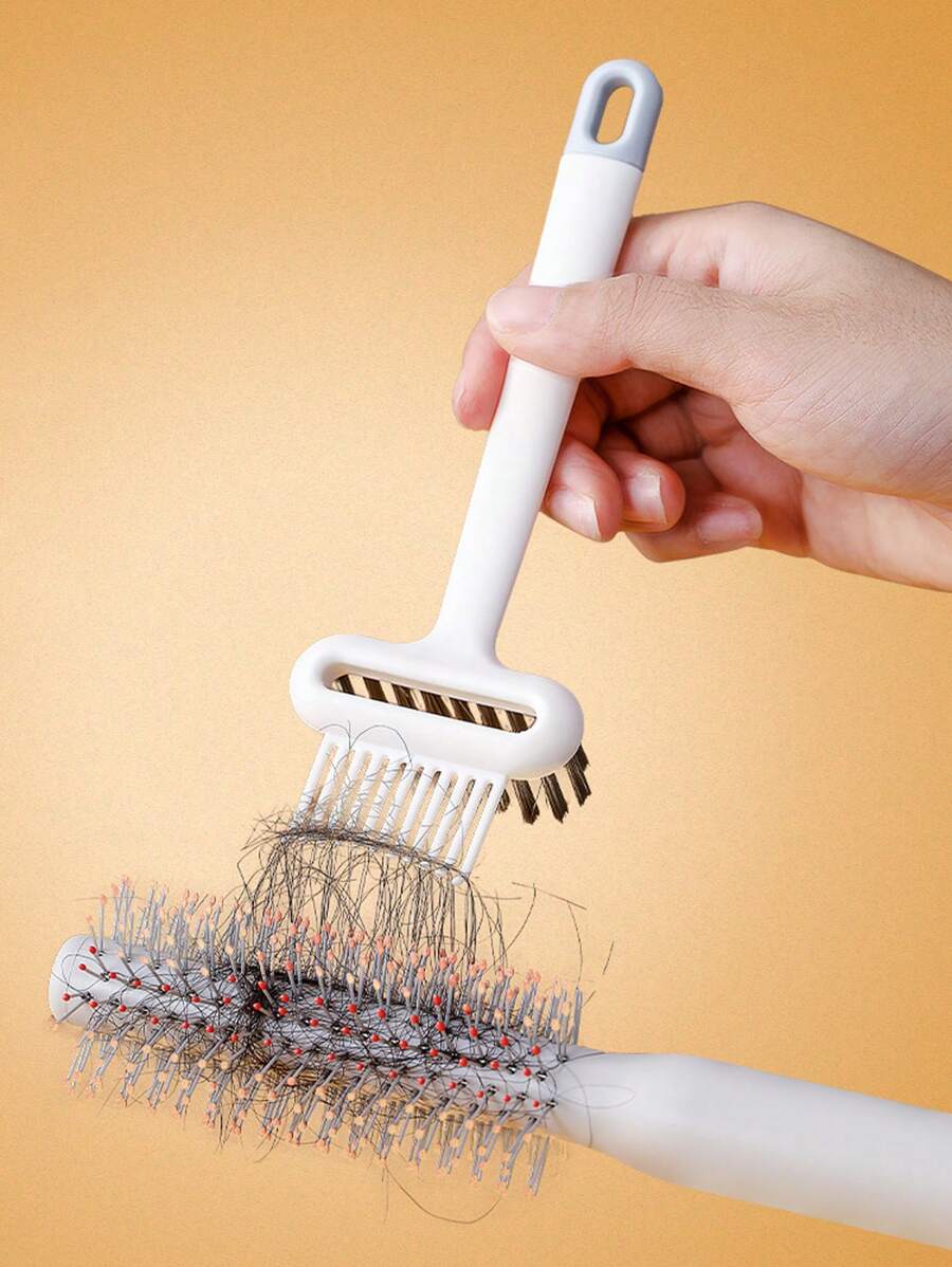 可重复使用的梳子清洁器，1 件塑料多功能发刷清洁工具，适用于家庭、刷子、发刷、边刷、刷头发、发梳、梳头发、顺发刷、球刷、迷你发刷、发刷套装、木梳 - 白色 - 查看 1