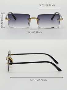 3雙女性無框方形波希米亞風太陽眼鏡，適用於戶外和日常裝飾，復古款太陽眼鏡，沙灘太陽眼鏡 - 彩色 - 查看 5