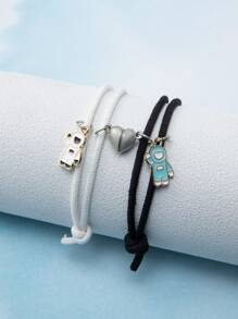 2件套发光宇航员吊坠情侣手链，日常装饰 - 彩色 - 查看 6