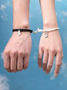 2件套发光宇航员吊坠情侣手链，日常装饰 - 彩色 - 查看 8