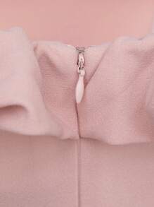 L'Amorae 一字肩荷葉邊圍裹高衩連衣裙 - 淺粉色 - 查看 8