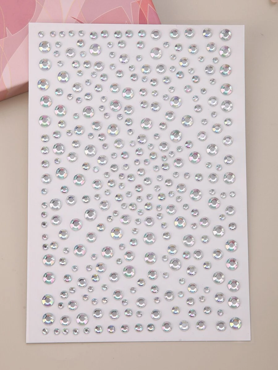 Party Joy 1 tờ Nhãn dán hình xăm trên khuôn mặt Rhinestone - Nhiều màu - Xem 1