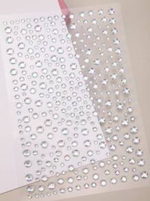 Party Joy 1 tờ Nhãn dán hình xăm trên khuôn mặt Rhinestone - Nhiều màu - Xem 3