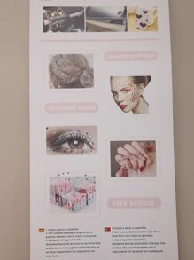 Party Joy 1 tờ Nhãn dán hình xăm trên khuôn mặt Rhinestone - Nhiều màu - Xem 5