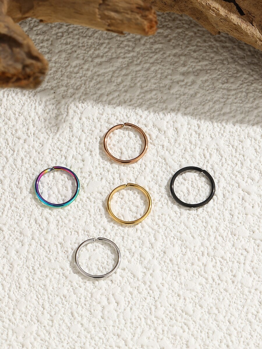 5入組極簡鼻環 - 彩色 - 查看 1