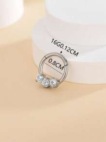 方晶鋯石裝飾鼻環 - 銀色 - 查看 3