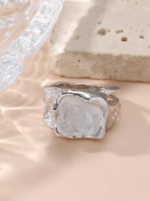 1 chiếc nhẫn trang trí bằng đá hợp kim kẽm hợp kim thời trang dành cho nam nữ để trang trí hàng ngày - Bạc - Xem 3