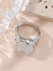 1 chiếc nhẫn trang trí bằng đá hợp kim kẽm hợp kim thời trang dành cho nam nữ để trang trí hàng ngày - Bạc - Xem 4