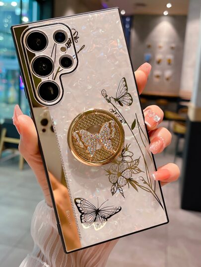 Iphone 16 Butterfly Pattern Phone Case With Ring Holder