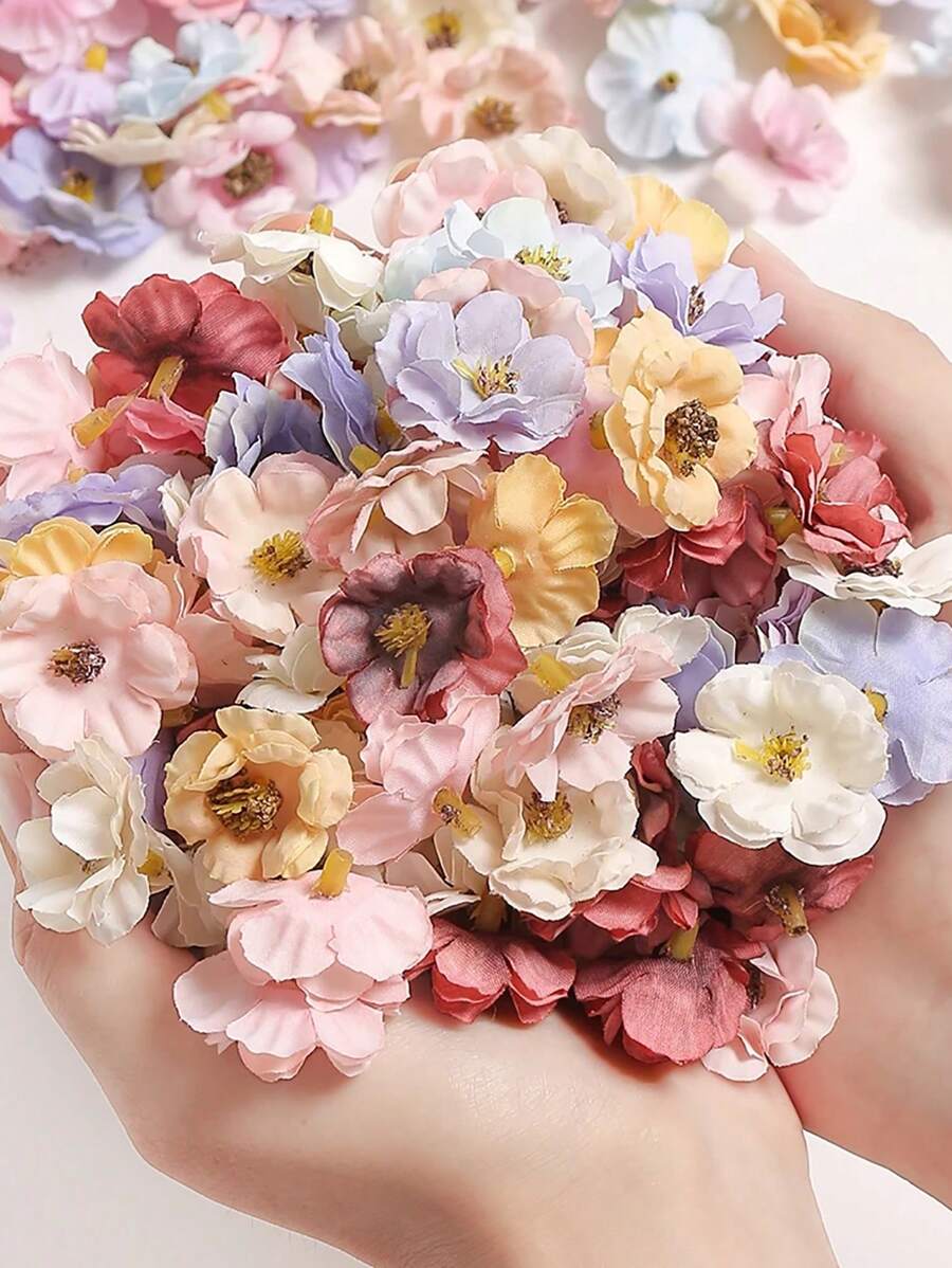 100 Cái/bộ Polyester Hoa Giả, Thiết Kế Hoa Cúc Hiện Đại Hoa Giả Cho Đám Cưới - Nhiều màu - Xem 1