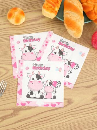 20入組奶牛圖案一次性餐巾