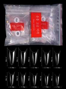 500片/袋 亚克力美甲贴片 尖头 棺材头 杏仁头 练习用甲片 人造假软胶全覆盖甲片 美甲工具 美甲用品 - 無色 - 查看 3