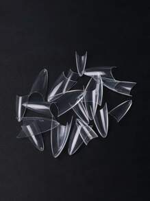 500片/袋 亚克力美甲贴片 尖头 棺材头 杏仁头 练习用甲片 人造假软胶全覆盖甲片 美甲工具 美甲用品 - 無色 - 查看 7