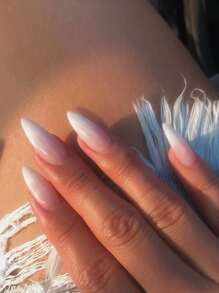 500片/袋 亚克力美甲贴片 尖头 棺材头 杏仁头 练习用甲片 人造假软胶全覆盖甲片 美甲工具 美甲用品 - 無色 - 查看 8