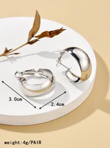 Minimalist Hoop Earrings - Silver - View 4