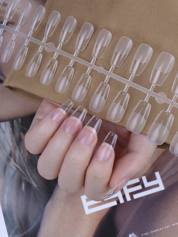 Elevate Your Style With 240pcs Short Coffin Clear Transparent Fake Nail