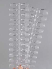 240Pcs Artificial Fingernails Coffin Nails Pre-Shaped Clear Full Cover Almond Oval Nail Tips Press On Nails - Clear - View 3