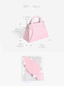 10 piezas/set Caja de embalaje de regalo de papel, caja de embalaje de regalo rosa minimalista para fiesta - Rosa - Ver 3