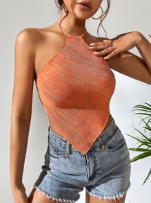 SHEIN VCAY 段染手帕下擺吊脖針織上衣