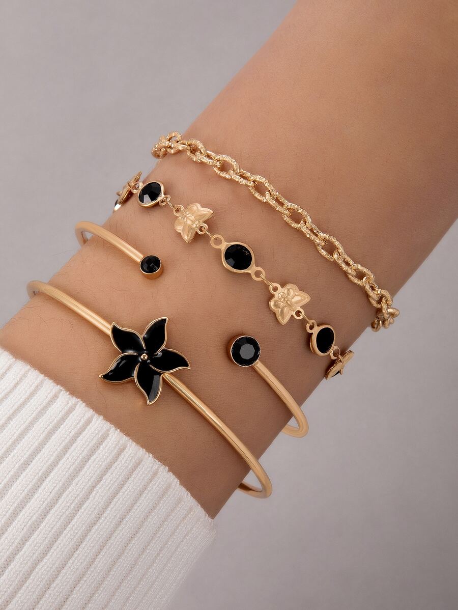 imoli 4pcs/set Butterfly Decor Bracelet