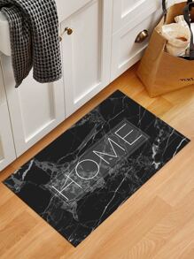 1 pieza Alfombra para cocina de mármol & con estampado de letra anti deslizante - Negro - Ver 2