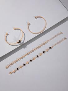 imoli 4pcs/set Butterfly Decor Bracelet - Black - View 5