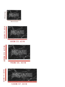 1 pieza Alfombra para cocina de mármol & con estampado de letra anti deslizante - Negro - Ver 3