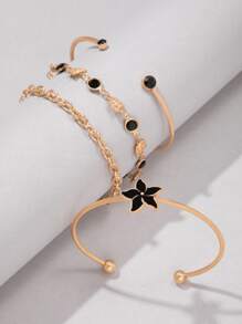 imoli 4pcs/set Butterfly Decor Bracelet - Black - View 7