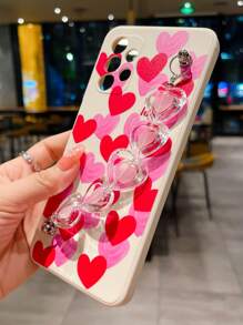 心形图案手机壳，带手带，兼容 15/15 Plus/15 Pro/15 Pro Max，国际版，非国内版 - 彩色 - 查看 2