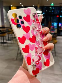 心形图案手机壳，带手带，兼容 15/15 Plus/15 Pro/15 Pro Max，国际版，非国内版 - 彩色 - 查看 5