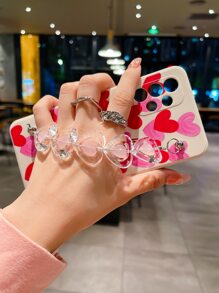 心形图案手机壳，带手带，兼容 15/15 Plus/15 Pro/15 Pro Max，国际版，非国内版 - 彩色 - 查看 6