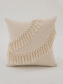 Tassel Decor Cushion Cover Without Filler - Beige - View 2