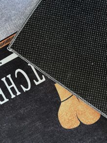 1 alfombrilla de cocina de poliéster antideslizante, cuenco de dibujos animados cortado y alfombrilla de cocina con gráfico de letras - Multicolor - Ver 4