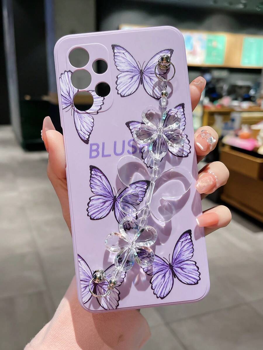 Fairycore Compatible With Iphone 16 Butterfly Pattern Anti-Fall Phone Case With Hand Strap Compatible With IPhone15/15Plus/15Pro/15Promax - Multicolor - View 1