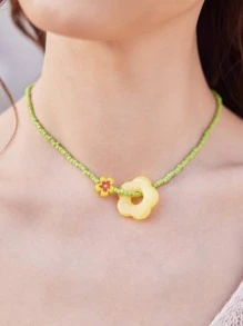 ROMWE Kawaii 花朵裝飾串珠頸鏈 - 彩色 - 查看 1