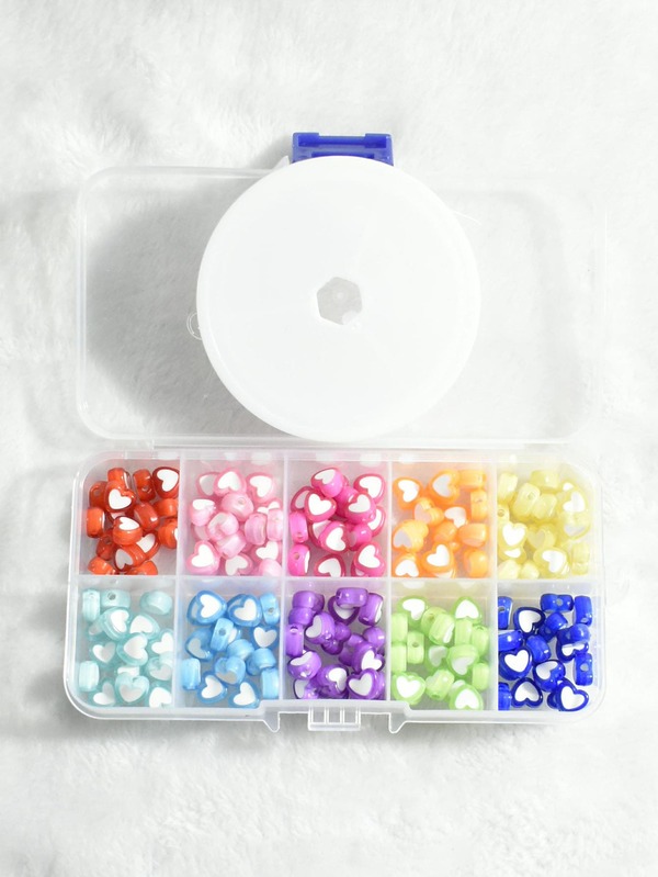 1box Heart Shaped DIY Bead & 1box Elastic String SHEIN USA