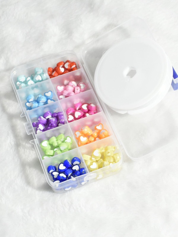 1box Heart Shaped DIY Bead & 1box Elastic String SHEIN USA