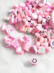 1入組心形DIY首飾配件和1卷彈性細繩 - 粉色 - 查看 2