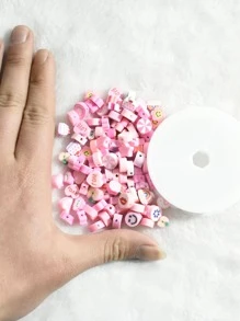 1入組心形DIY首飾配件和1卷彈性細繩 - 粉色 - 查看 3