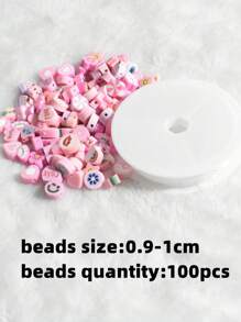 1入組心形DIY首飾配件和1卷彈性細繩 - 粉色 - 查看 4