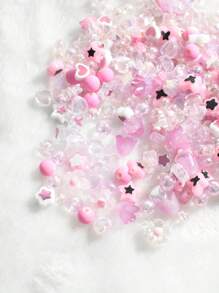 2 cái/bộ 6-10mm Hỗn Hợp Hạt Acrylic Màu Hồng & 1 Cuộn Dây Đàn Hồi Cho Vòng Tay & Vòng Cổ Làm (200 chiếc) - Hồng - Xem 3