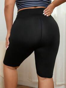 Yoga Basic Plus版式交疊腰運動短褲，摩托車短褲 - 黑色 - 查看 2